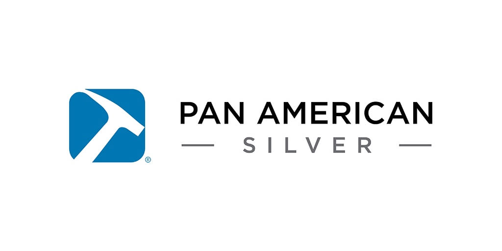 Pan American Silver logo: blue square with a white pickaxe, beside the text 'PAN AMERICAN' and 'SILVER'.